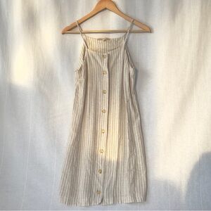 NWOT Monteau Los Angeles | Linen Blend Striped Mini W/ Button Accents | US S